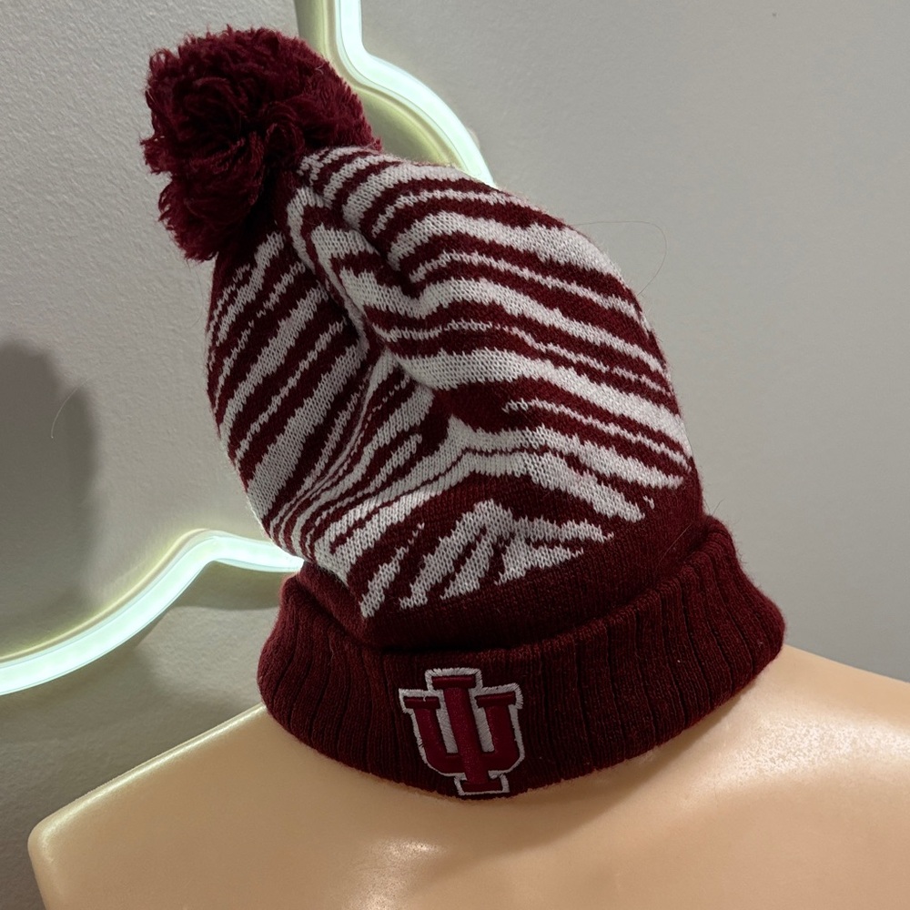Indiana University Maroon and White Knit Beanie